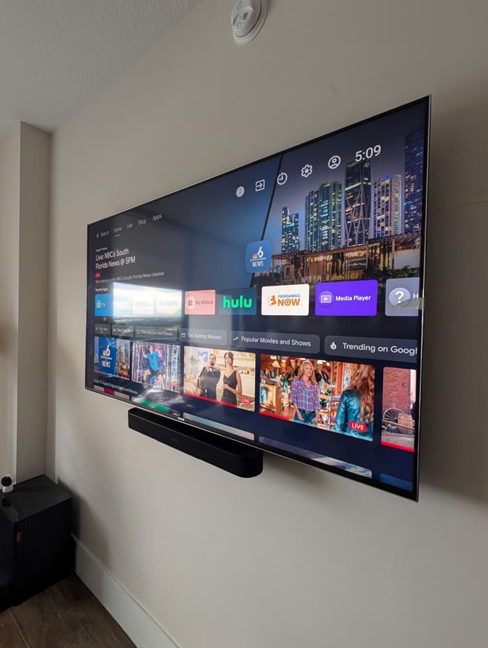 Finished install, TV mounted with soundbar below